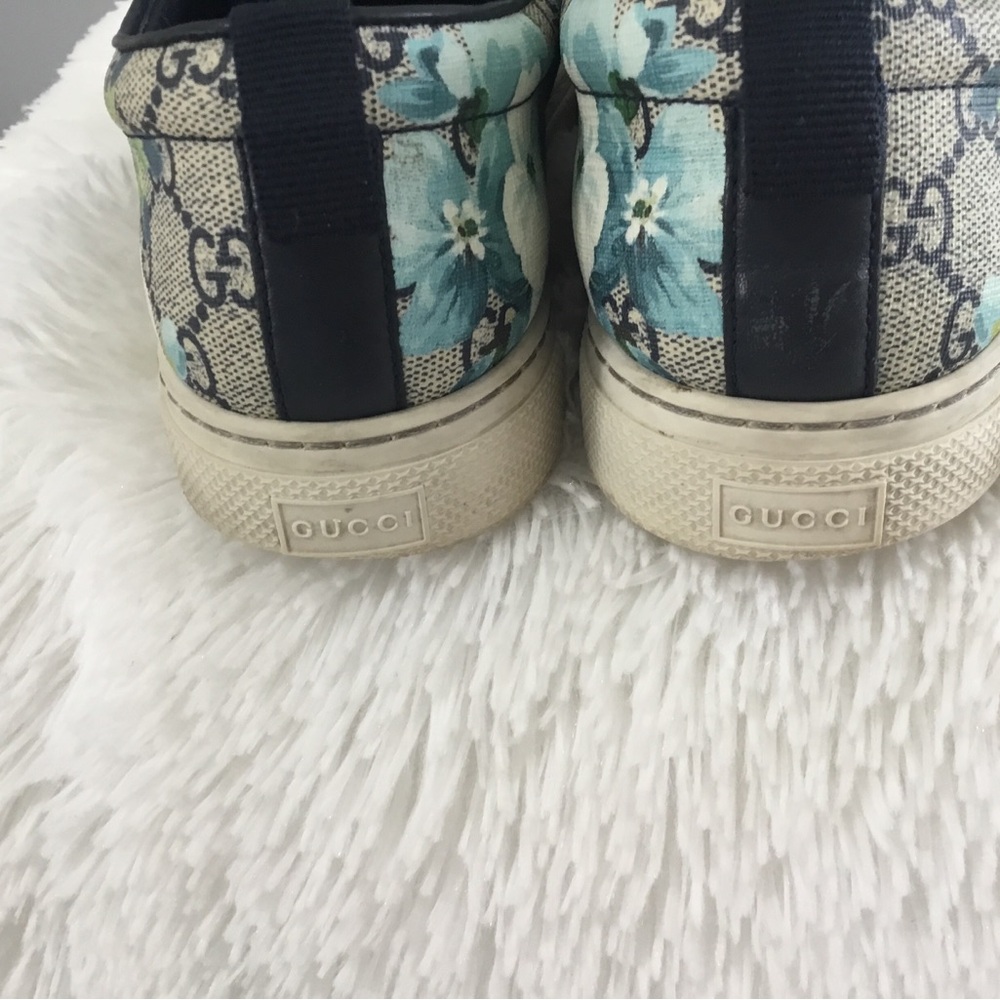 Gucci Blue Floral Slip-On Sneakers - Picture 5 of 13